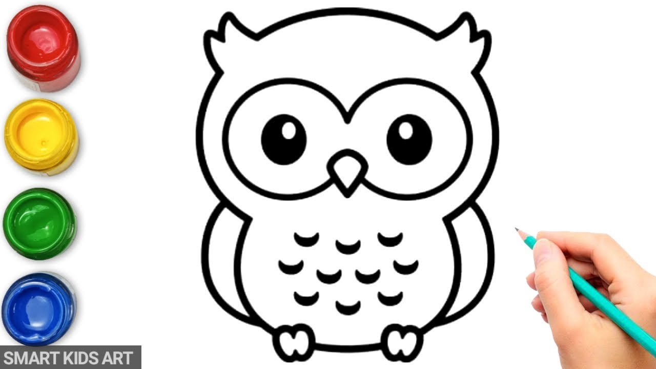This easy step by step tutorial shows how to draw a cartoon owl. It  includes simple drawing instructions and i… | Owls drawing, Owl drawing  simple, Cute owl drawing